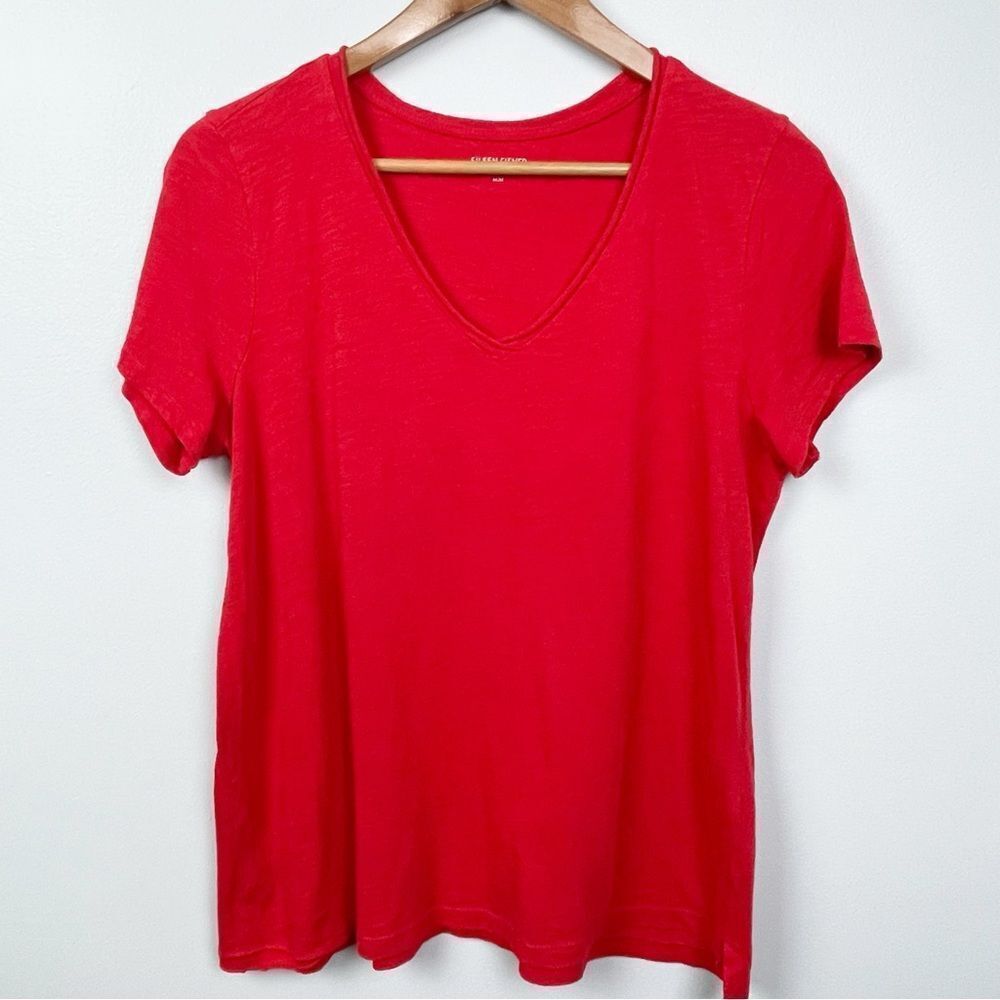Eileen Fisher Raspberry V-Neck Short Sleeve Tee - Picture 2 of 5